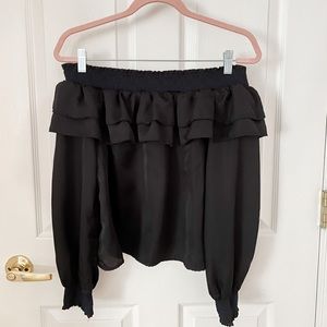Endless Rose Black Off The Shoulder Ruffle Top